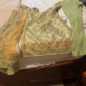 Light green suit with pajami with gold